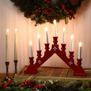Рождественская горка Sara 43*38 см красная с орнаментом, 7 электрических свечей Star Trading фото 2