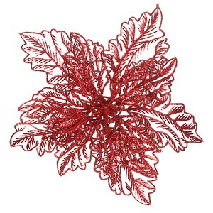 Пуансеттия Кружевная 23 см красная, клипса Billiet фото 1