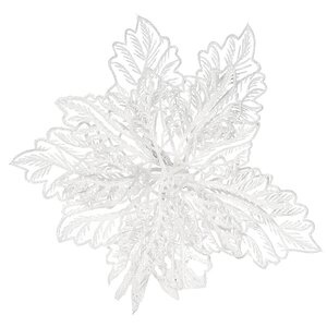 Пуансеттия Кружевная 23 см белая, клипса Billiet фото 1