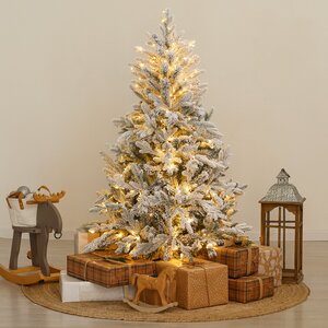 Искусственная елка с лампочками Россо Премиум заснеженная 120 см, 390 теплых белых ламп, ЛИТАЯ + ПВХ GREEN TREES фото 1