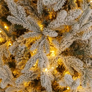 Искусственная елка с лампочками Россо Премиум заснеженная 240 см, 1240 теплых белых ламп, ЛИТАЯ + ПВХ GREEN TREES фото 8