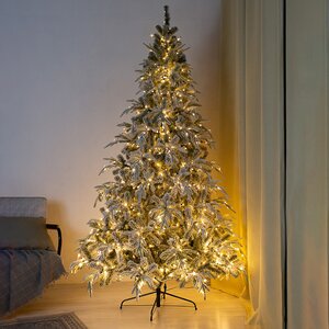 Искусственная елка с лампочками Россо Премиум заснеженная 240 см, 1240 теплых белых ламп, ЛИТАЯ + ПВХ GREEN TREES фото 5