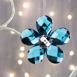 Елочная подвеска Бриллиантовый Цветок 8 см голубой