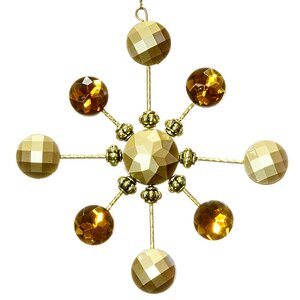 Елочная игрушка Снежинка - Парад Планет 13 см золотая с янтарем, подвеска Forest Market фото 2