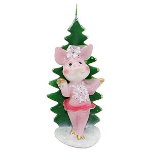 Свеча Свинка-балеринка у елочки 14.5 см розовая Снегурочка фото 1