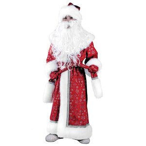 Карнавальный костюм Дед Мороз Плюшевый красный, рост 122 см Батик фото 1