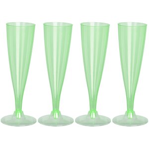 Пластиковые бокалы для шампанского Festival Green 24 см, 4 шт, 150 мл