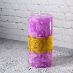 Декоративная свеча Ливорно Marble 205*100 мм сиреневая Омский Свечной фото 1