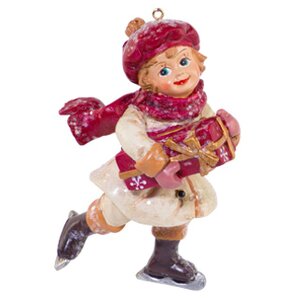 Елочная игрушка Зимние Малыши - Девочка на коньках 9 см, подвеска Holiday Classics фото 1