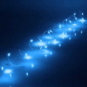 Светодиодная гирлянда на батарейках Роса, 3 м, 30 синих LED ламп, серебряная проволока, IP20 Serpantin фото 2