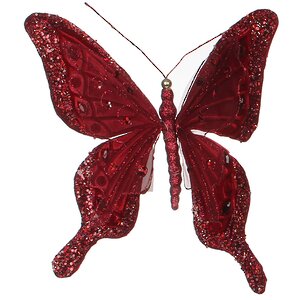 Набор елочных украшений Бабочки Артемида красные, 3 шт, клипса Katherine’s Collection фото 3