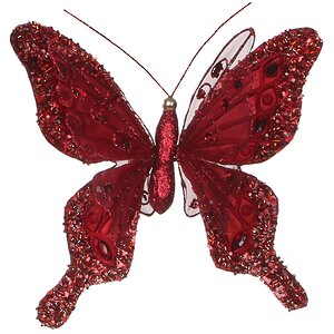 Набор елочных украшений Бабочки Артемида красные, 3 шт, клипса Katherine’s Collection фото 2