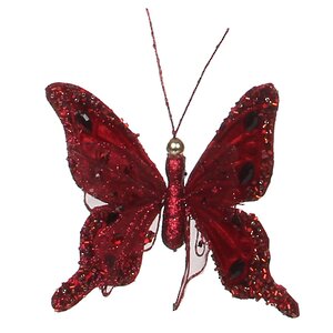 Набор елочных украшений Бабочки Артемида красные, 3 шт, клипса Katherine’s Collection фото 4