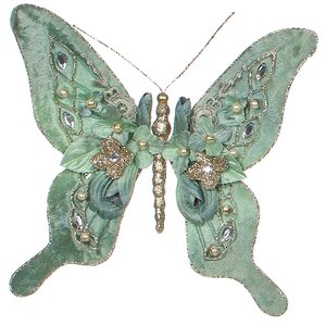Набор елочных украшений Бабочки Артемида бирюзовые, 3 шт, клипса Katherine’s Collection фото 2