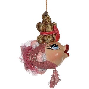 Елочная игрушка Рыбка-Балерина в Розовом 15 см, подвеска Katherine’s Collection фото 1