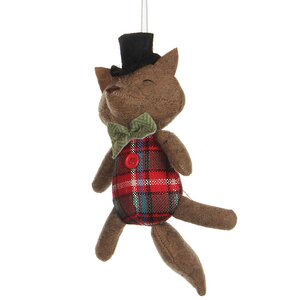 Елочная игрушка Лисичка Новогодняя в Шотландке 18*6 см, подвеска Edelman фото 1