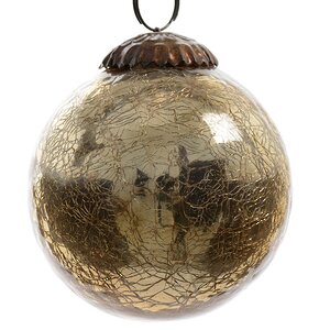 Винтажный шар 7.5 см золотой состаренный, стекло Kaemingk фото 1