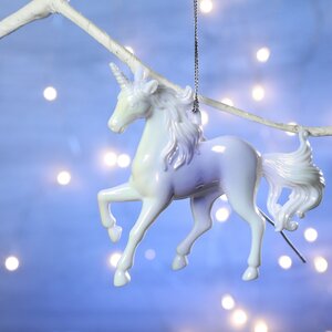 Елочная игрушка Единорог - Легенды Дивноморья 11 см белый с лиловым, подвеска Forest Market фото 1