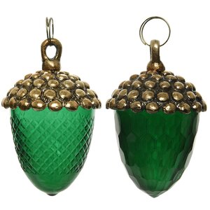 Набор стеклянных елочных игрушек Желуди Verso Emerald 11 см, 2 шт, подвеска Kaemingk фото 1