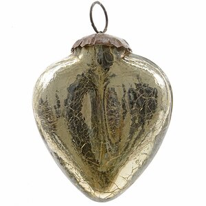 Стеклянная елочная игрушка Изящное сердечко 7.5 см золотой, подвеска Kaemingk фото 1