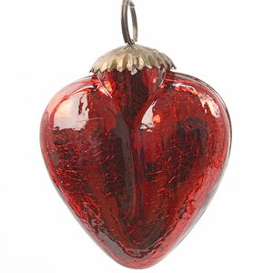 Стеклянная елочная игрушка Изящное сердечко 7.5 см красный, подвеска Kaemingk фото 1