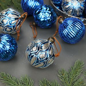 Набор стеклянных шаров Notte Mirtilli 8 см, 12 шт Winter Deco фото 3