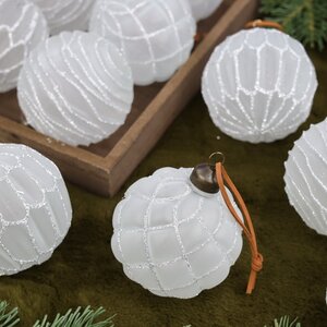 Набор стеклянных шаров Альстен 8 см, 12 шт морозный белый Winter Deco фото 3