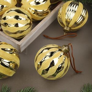 Набор стеклянных шаров Marbre Gold 8 см, 12 шт Winter Deco фото 3