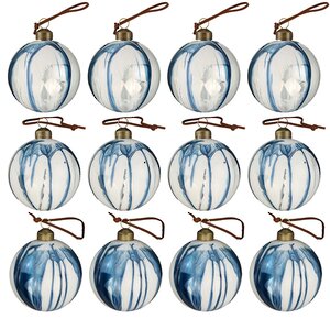 Набор стеклянных шаров Marble Indigo 8 см, 12 шт Winter Deco фото 3
