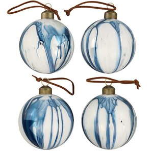 Набор стеклянных шаров Marble Indigo 8 см, 12 шт Winter Deco фото 4
