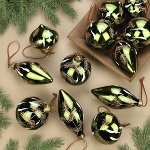 Елочные шары Olive Ramo 8-12 см, 12 шт, стекло Winter Deco фото 2