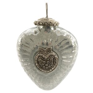Елочная игрушка "Изящное сердечко", 9 см, белый глянец, стекло, подвеска Kaemingk фото 1