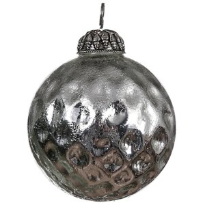 Винтажный елочный шар Квинто 10 см серебряный, стекло Kaemingk фото 1