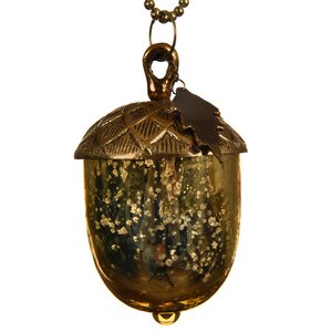 Винтажная елочная игрушка Желудь Теодоро 11 см золотой, стекло, подвеска Kaemingk фото 1