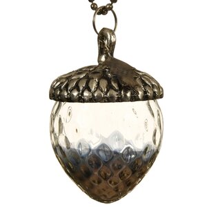 Винтажная елочная игрушка Желудь Анри 11 см серебряный, стекло, подвеска Kaemingk фото 1