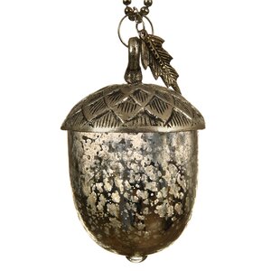 Винтажная елочная игрушка Желудь Теодоро 11 см серебряный, стекло, подвеска Kaemingk фото 1