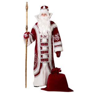Карнавальный костюм для взрослых Дед Мороз Купеческий бордовый, 54-56 размер Батик фото 1