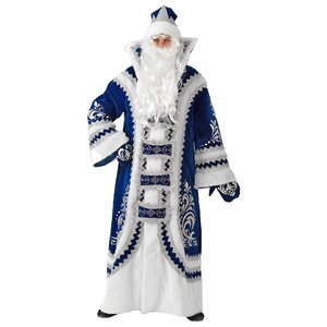 Карнавальный костюм для взрослых Дед Мороз Купеческий синий, 54-56 размер Батик фото 1