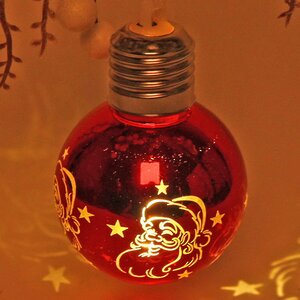 Светящийся елочный шар Дедушка Мороз 6 см, теплые белые LED, на батарейках Serpantin фото 4