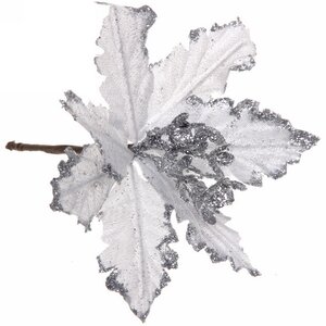 Пуансеттия Чародейка 15 см, серебряная Serpantin фото 1
