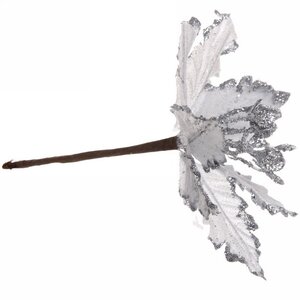Пуансеттия Чародейка 15 см, серебряная Serpantin фото 3