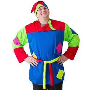 Взрослый карнавальный костюм Скоморох, 50-52 размер