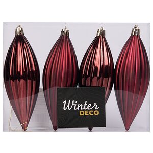 Набор елочных игрушек Сосульки Canaletto - Бордовый 13 см, 4 шт, пластик Winter Deco фото 3