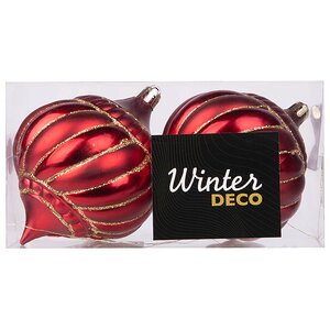 Пластиковые шары Луковки Vermilion Ramona 10 см, 2 шт Winter Deco фото 3
