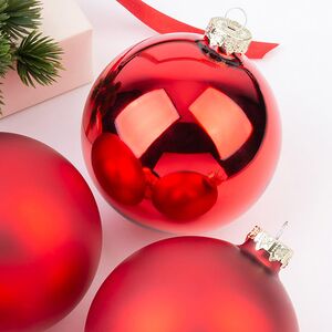 Набор стеклянных шаров 10 см красный mix, 4 шт Winter Deco фото 2