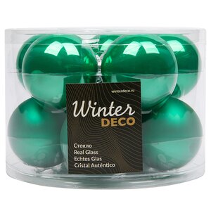 Набор стеклянных шаров 6 см изумрудно-зеленый mix, 10 шт Winter Deco фото 2