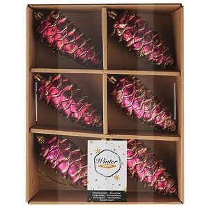 Елочная игрушка Шишка Monfalcone 11 см бордовая, 6 шт, пластик Winter Deco фото 3