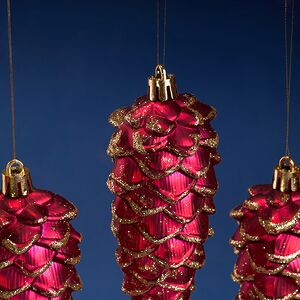 Елочная игрушка Шишка Monfalcone 11 см бордовая, 6 шт, пластик Winter Deco фото 4