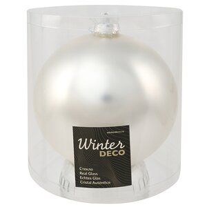 Стеклянный елочный шар Royal Classic 15 см, серебряный матовый Winter Deco фото 2