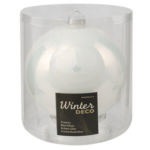 Стеклянный елочный шар Royal Classic 15 см, белая эмаль Winter Deco фото 2